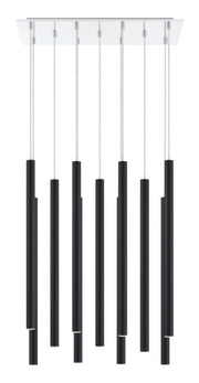 Forest 11 Light 9.75" Pendant, 24" Tall in Matte Black