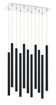 Forest 11 Light 9.75" Pendant, 24" Tall in Matte Black