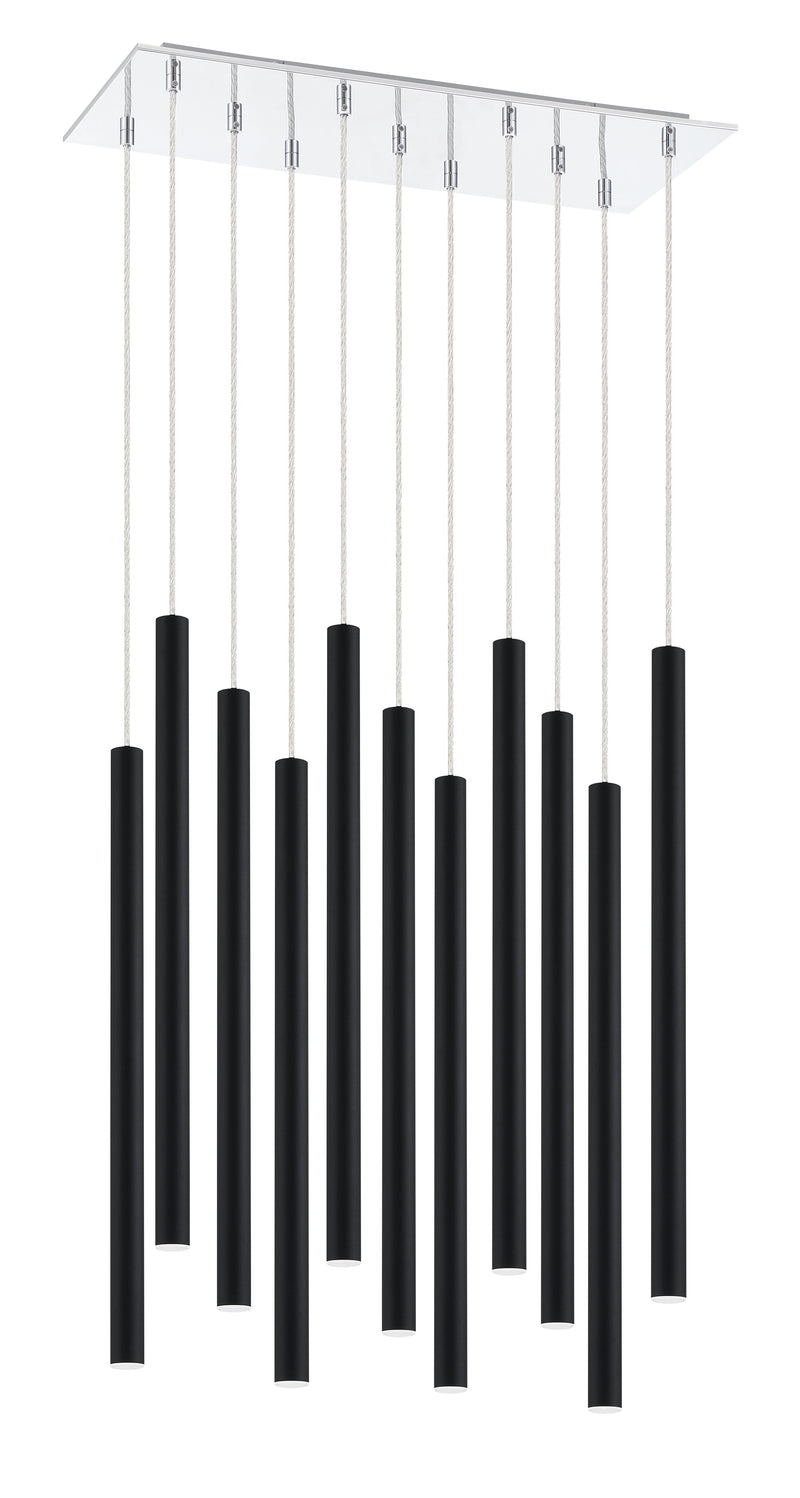 Forest 11 Light 9.75" Pendant, 24" Tall in Matte Black