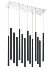 Forest 14 Light 9.75" Pendant, 24" Tall in Matte Black