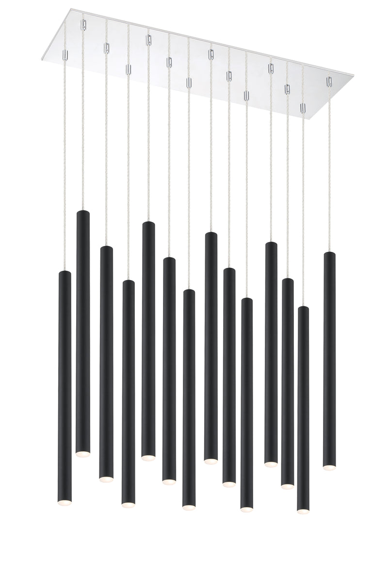 Forest 14 Light 9.75" Pendant, 24" Tall in Matte Black