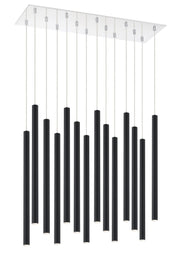 Forest 14 Light 9.75" Pendant, 24" Tall in Matte Black
