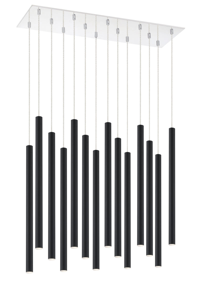 Forest 14 Light 9.75" Pendant, 24" Tall in Matte Black