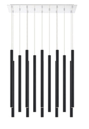 Forest 14 Light 9.75" Pendant, 24" Tall in Matte Black