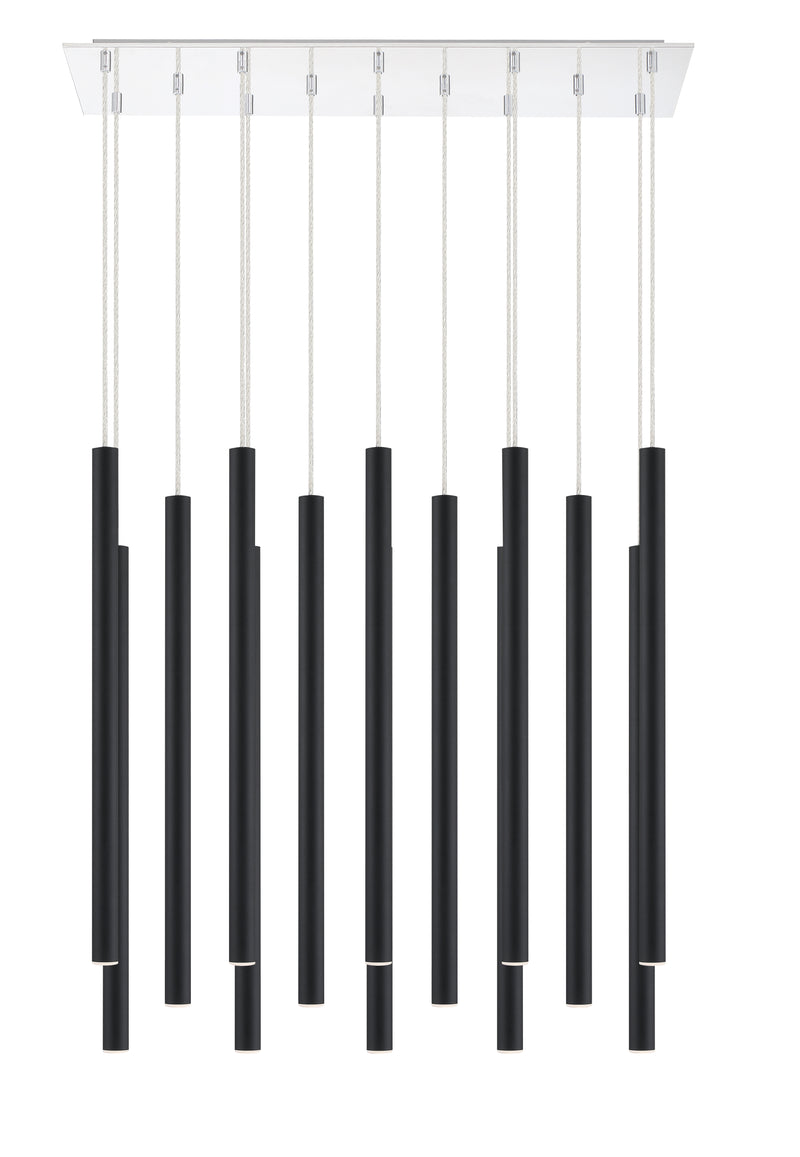 Forest 14 Light 9.75" Pendant, 24" Tall in Matte Black