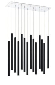 Forest 14 Light 9.75" Pendant, 24" Tall in Matte Black