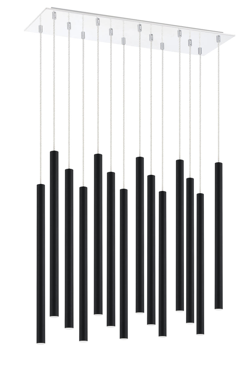 Forest 14 Light 9.75" Pendant, 24" Tall in Matte Black