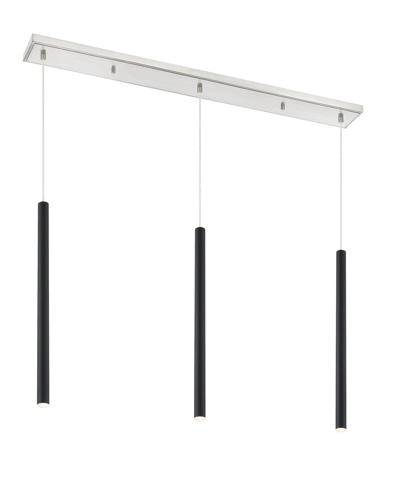 Forest 3 Light 46" Linear Pendant, 24" Tall in Brushed Nickel