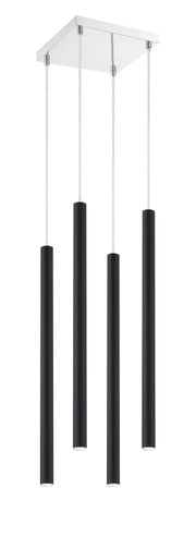 Forest 4 Light 9.5" Pendant, 24" Tall in Matte Black