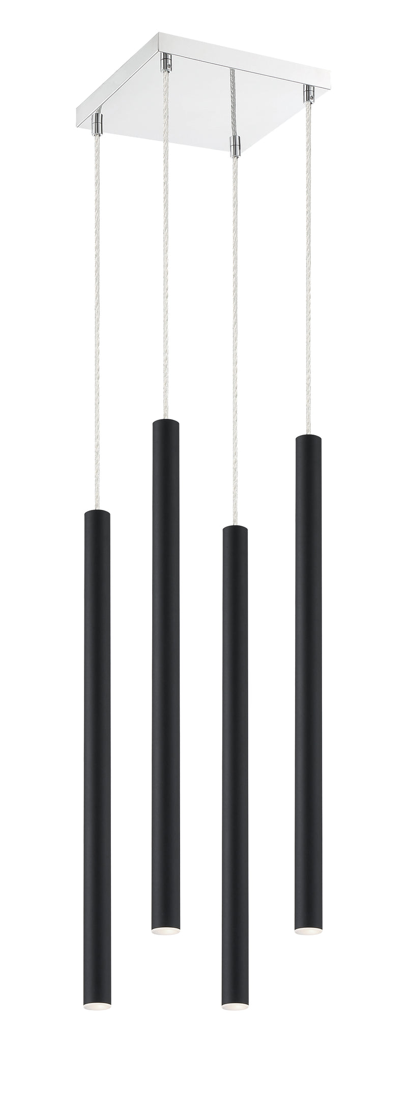 Forest 4 Light 9.5" Pendant, 24" Tall in Matte Black