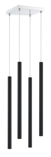 Forest 4 Light 9.5" Pendant, 24" Tall in Matte Black