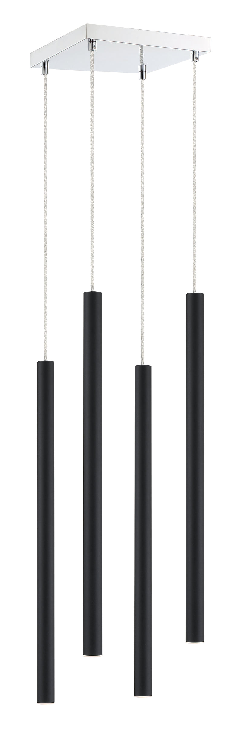 Forest 4 Light 9.5" Pendant, 24" Tall in Matte Black