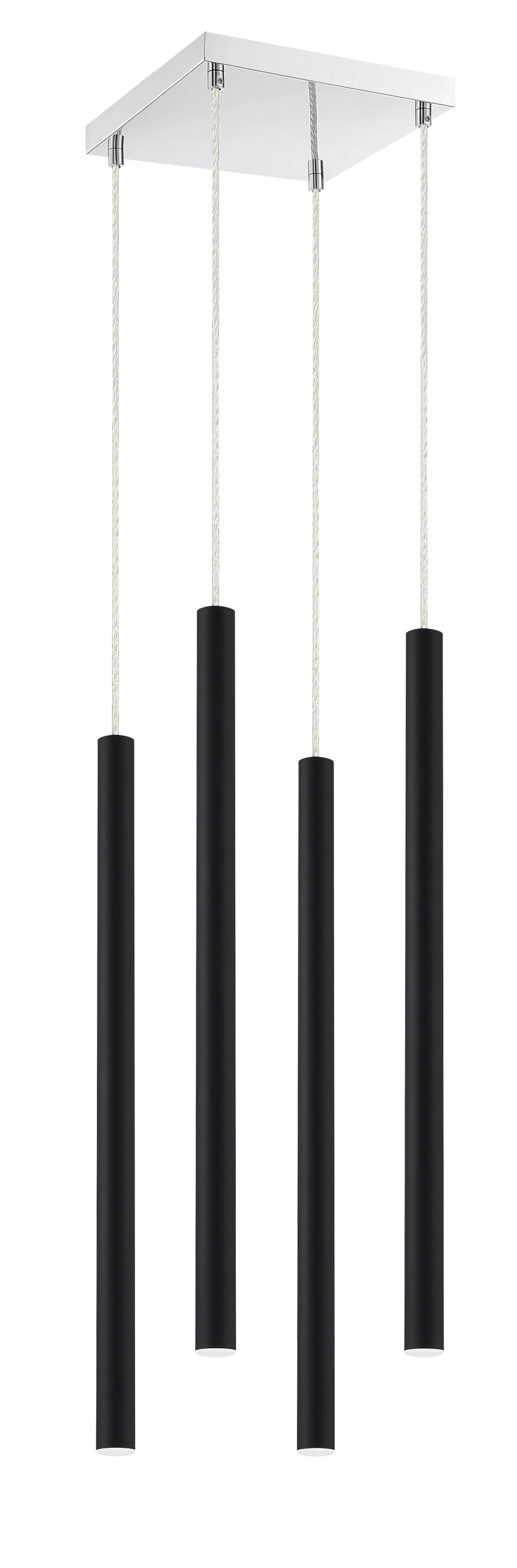 Forest 4 Light 9.5" Pendant, 24" Tall in Matte Black