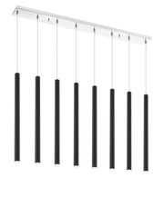 Forest 8 Light 44.25" Linear Pendant, 24" Tall in Matte Black