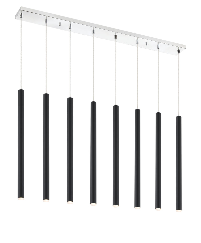 Forest 8 Light 44.25" Linear Pendant, 24" Tall in Matte Black