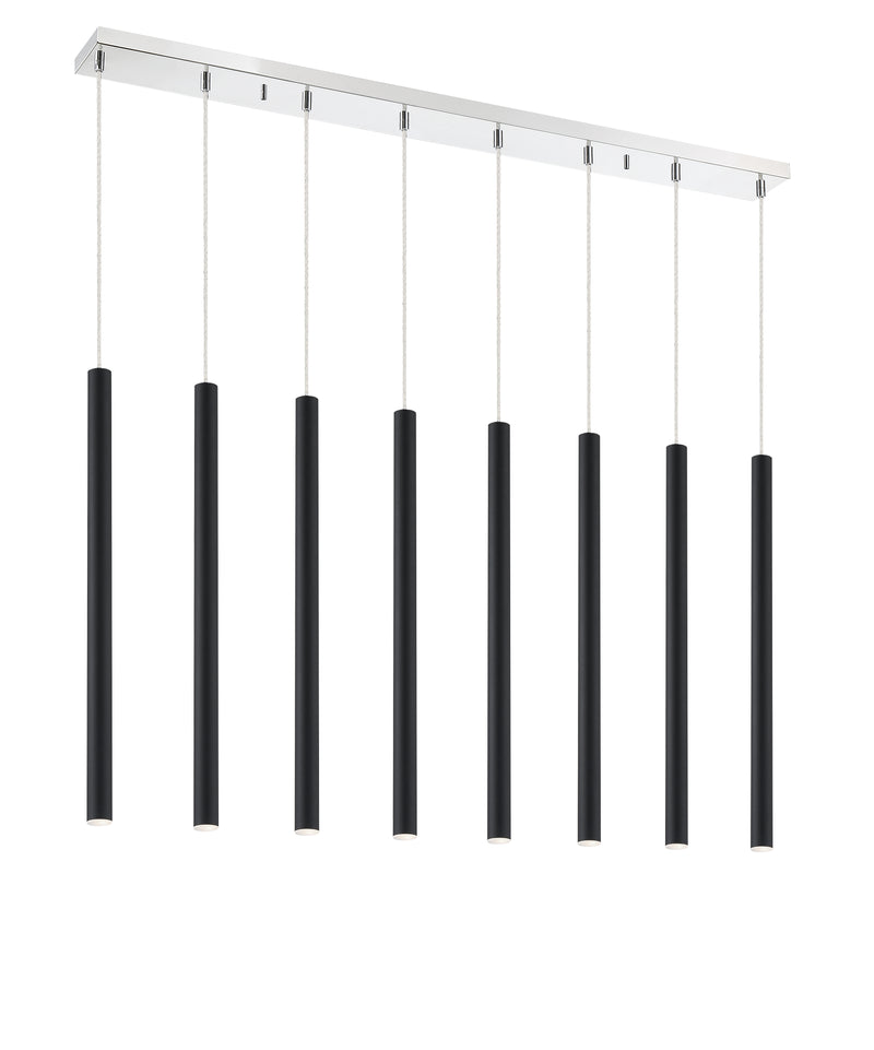 Forest 8 Light 44.25" Linear Pendant, 24" Tall in Matte Black