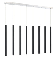 Forest 8 Light 44.25" Linear Pendant, 24" Tall in Matte Black