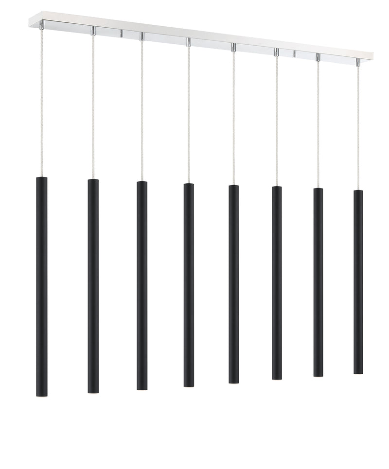 Forest 8 Light 44.25" Linear Pendant, 24" Tall in Matte Black
