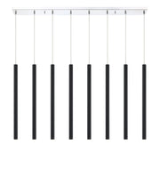 Forest 8 Light 44.25" Linear Pendant, 24" Tall in Matte Black