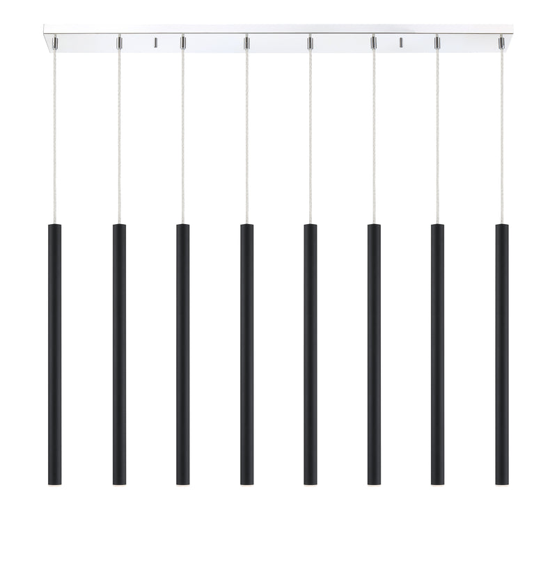 Forest 8 Light 44.25" Linear Pendant, 24" Tall in Matte Black
