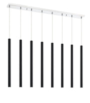 Forest 8 Light 44.25" Linear Pendant, 24" Tall in Matte Black