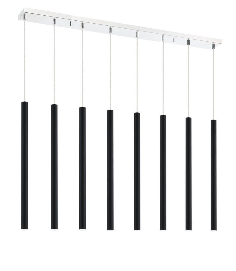 Forest 8 Light 44.25" Linear Pendant, 24" Tall in Matte Black