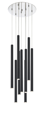 Forest 9 Light 16" Pendant, 24" Tall in Matte Black