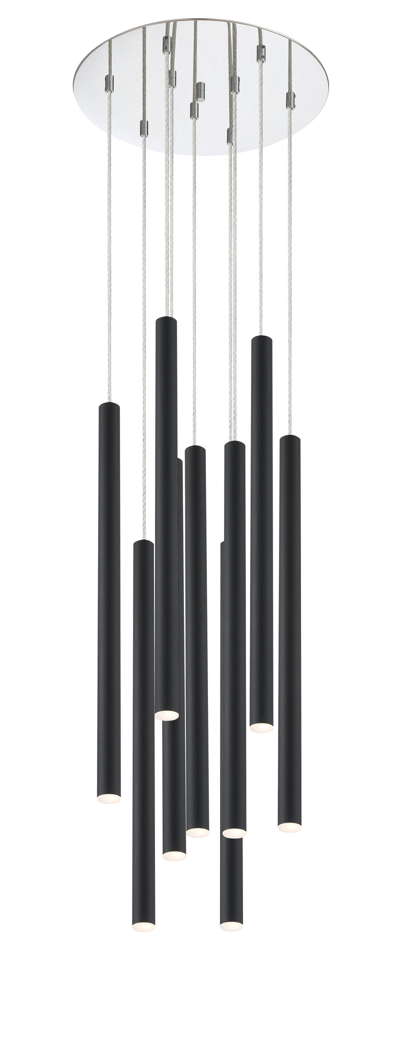 Forest 9 Light 16" Pendant, 24" Tall in Matte Black