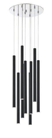 Forest 9 Light 16" Pendant, 24" Tall in Matte Black