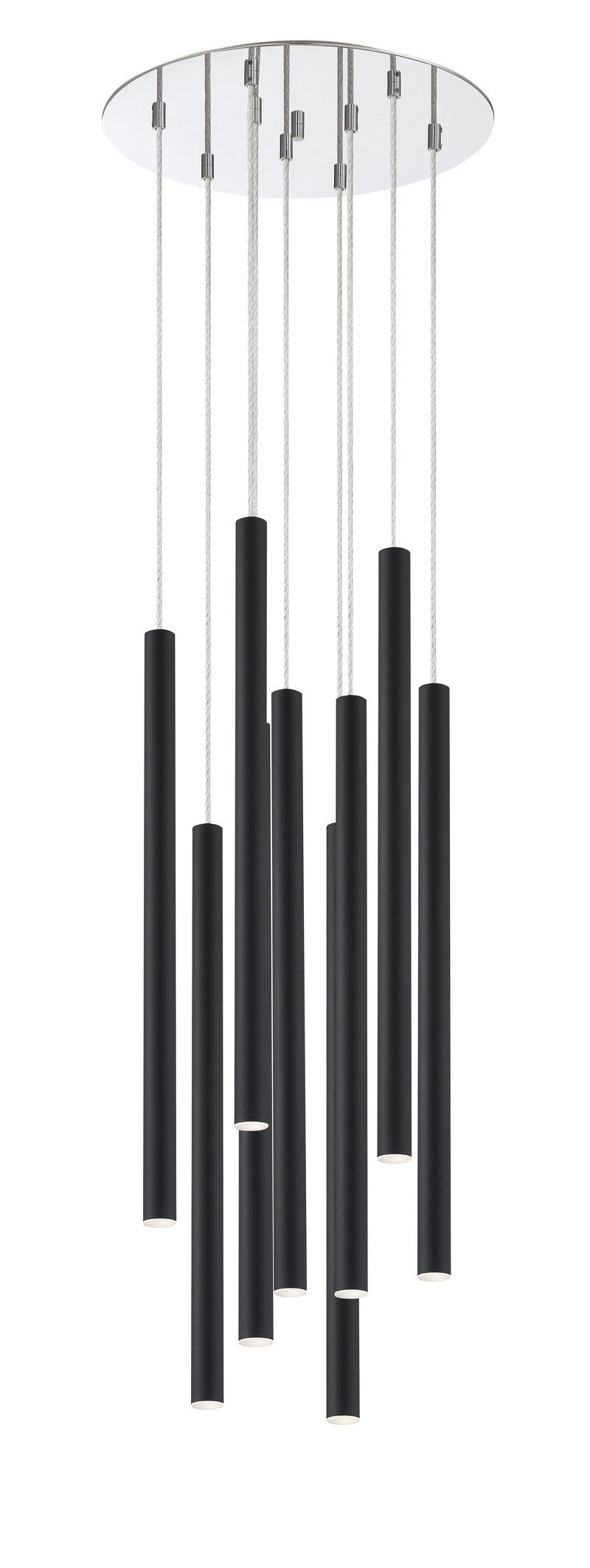 Forest 9 Light 16" Pendant, 24" Tall in Matte Black