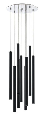 Forest 9 Light 16" Pendant, 24" Tall in Matte Black