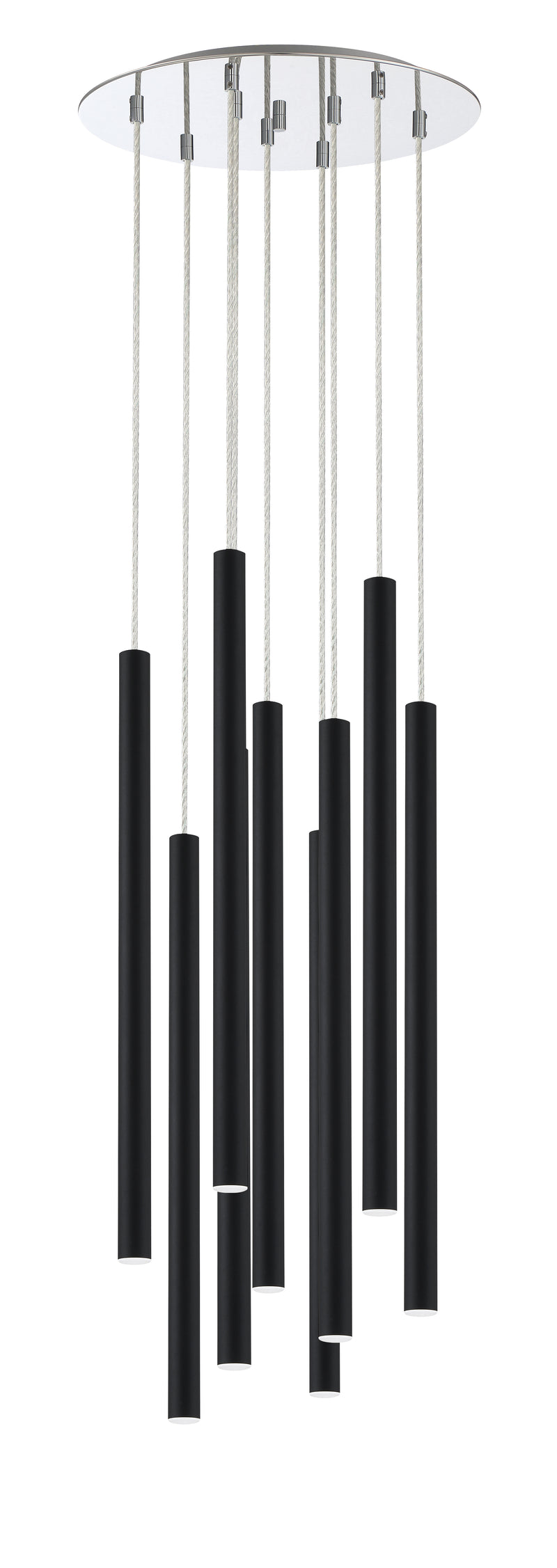 Forest 9 Light 16" Pendant, 24" Tall in Matte Black