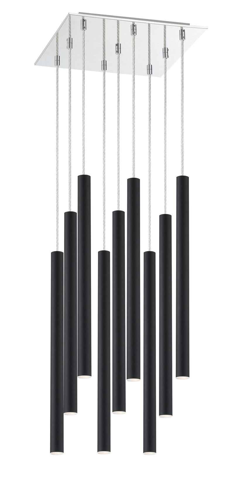 Forest 9 Light 14" Pendant, 24" Tall in Matte Black