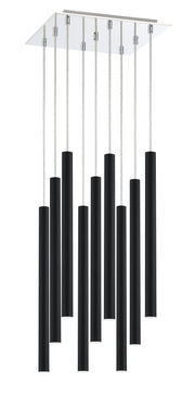 Forest 9 Light 14" Pendant, 24" Tall in Matte Black
