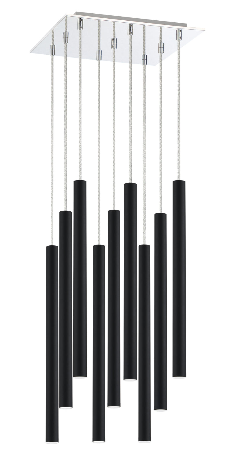 Forest 9 Light 14" Pendant, 24" Tall in Matte Black