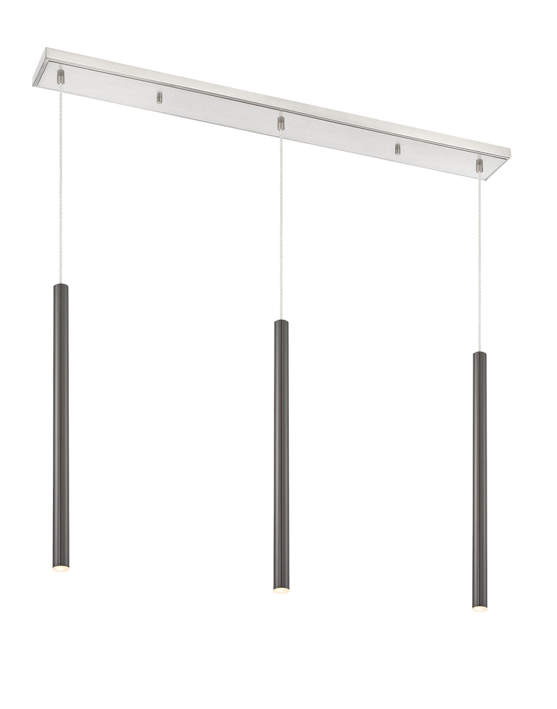 Forest 3 Light 46" Linear Pendant, 24" Tall in Brushed Nickel