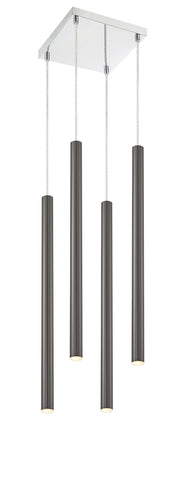 Forest 4 Light 9.5" Pendant, 24" Tall in Pearl Black