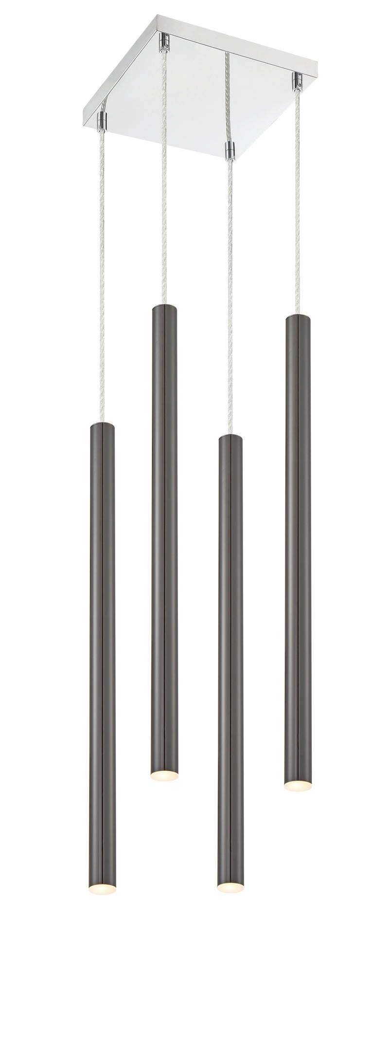 Forest 4 Light 9.5" Pendant, 24" Tall in Pearl Black