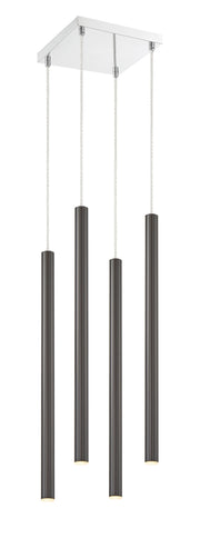 Forest 4 Light 9.5" Pendant, 24" Tall in Pearl Black