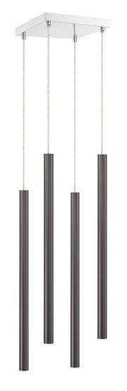 Forest 4 Light 9.5" Pendant, 24" Tall in Pearl Black