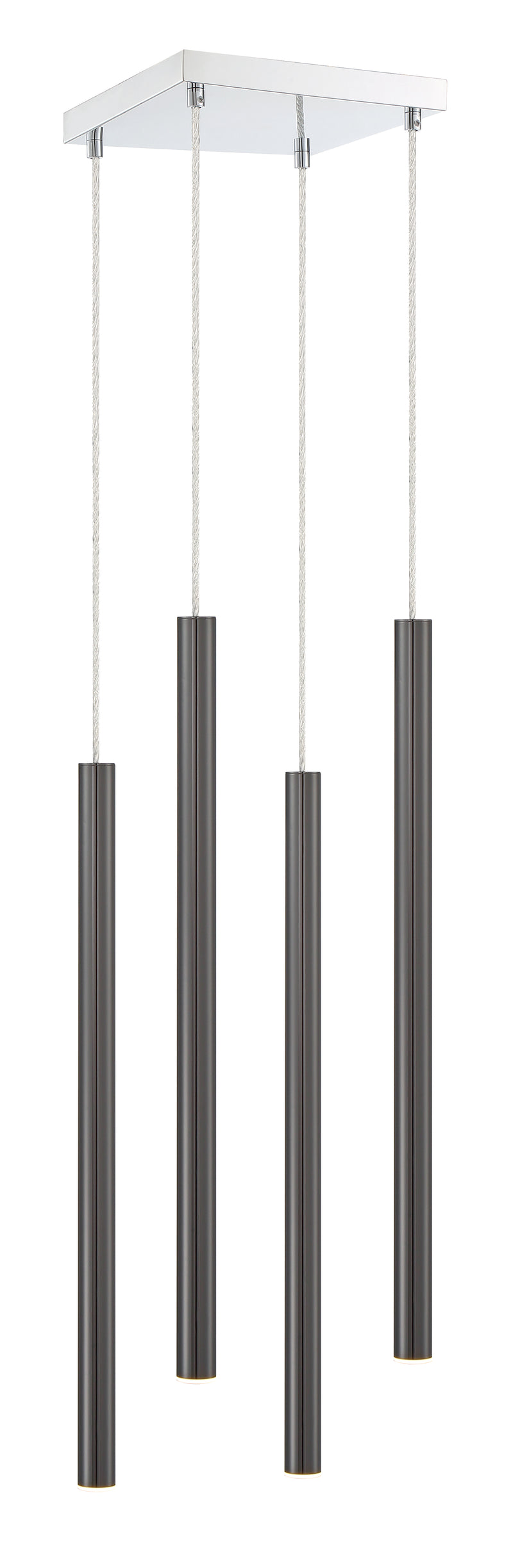 Forest 4 Light 9.5" Pendant, 24" Tall in Pearl Black