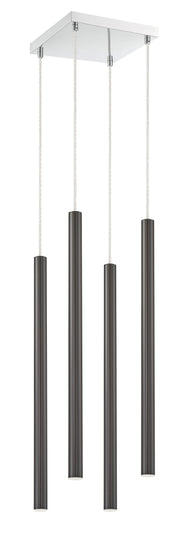 Forest 4 Light 9.5" Pendant, 24" Tall in Pearl Black