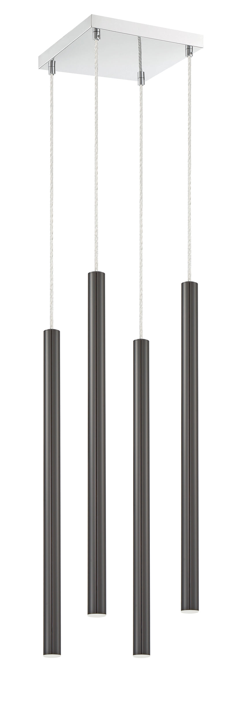 Forest 4 Light 9.5" Pendant, 24" Tall in Pearl Black