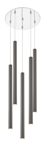 Forest 5 Light 13.5" Pendant, 24" Tall in Pearl Black