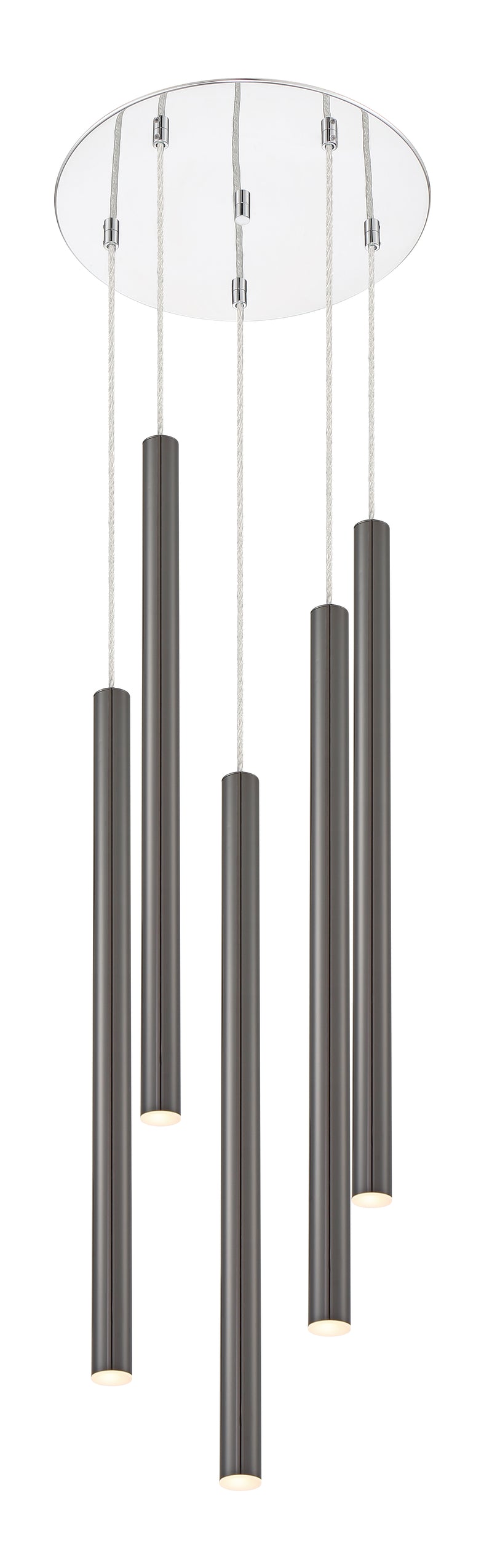 Forest 5 Light 13.5" Pendant, 24" Tall in Pearl Black
