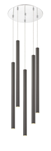 Forest 5 Light 13.5" Pendant, 24" Tall in Pearl Black