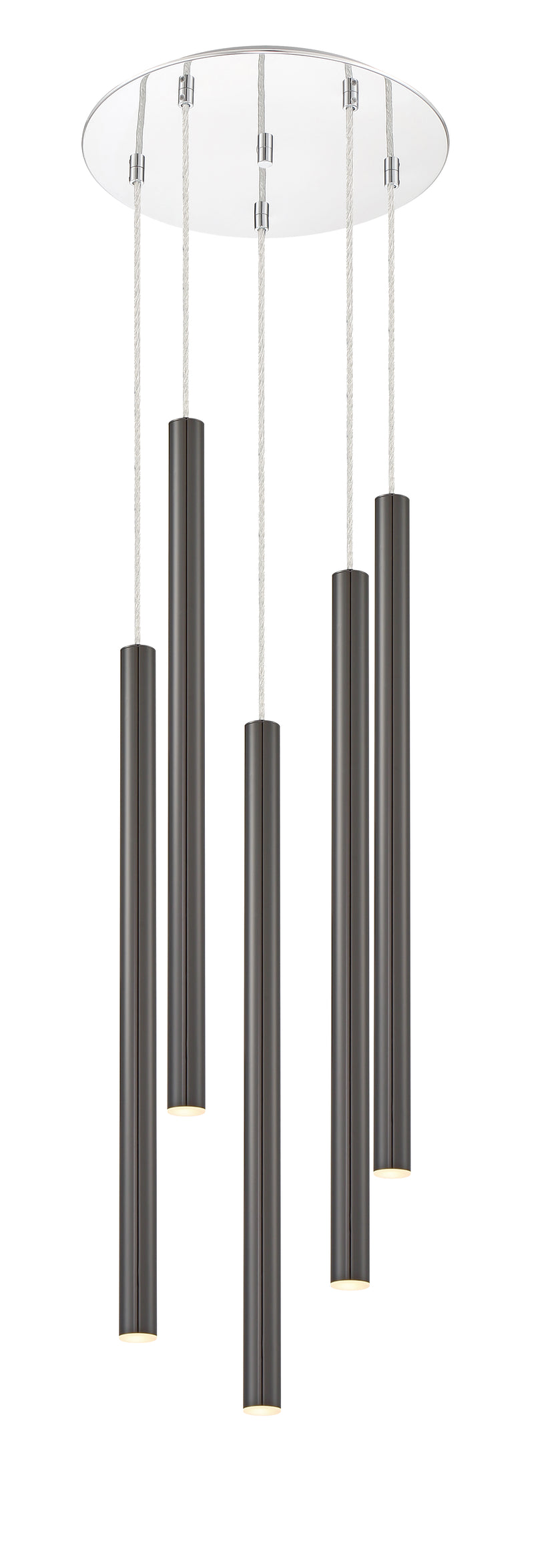 Forest 5 Light 13.5" Pendant, 24" Tall in Pearl Black