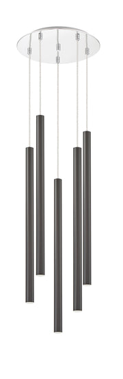 Forest 5 Light 13.5" Pendant, 24" Tall in Pearl Black