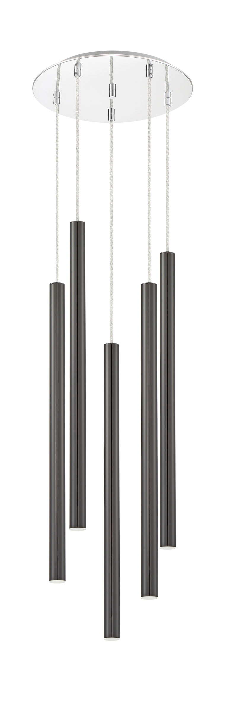Forest 5 Light 13.5" Pendant, 24" Tall in Pearl Black