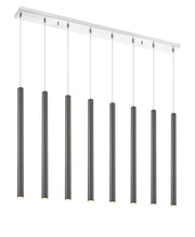 Forest 8 Light 44.25" Linear Pendant, 24" Tall in Pearl Black